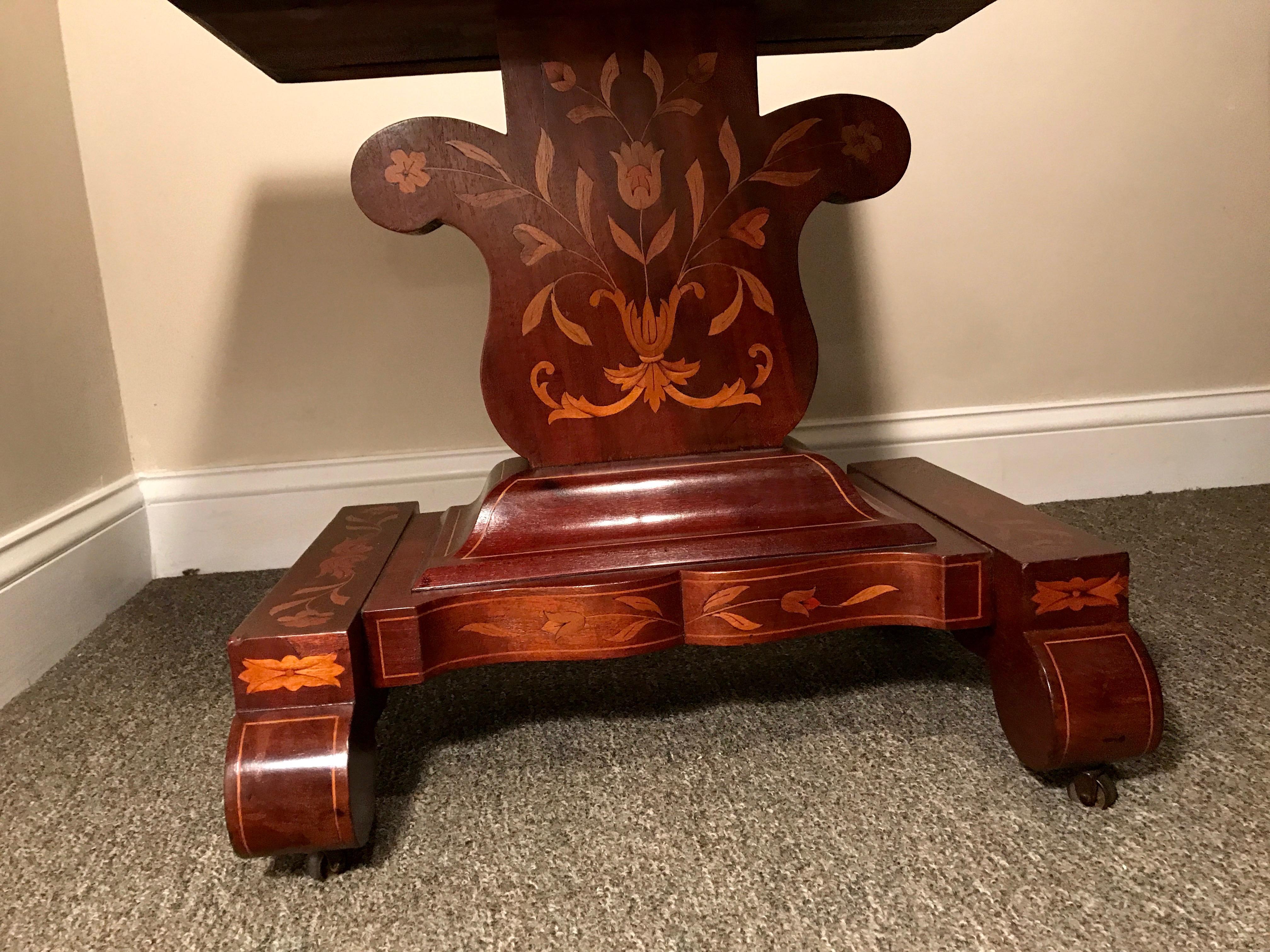 Dutch Empire Marquetry Stand in Mahogany and Fruitwood, circa 1840 For Sale 11