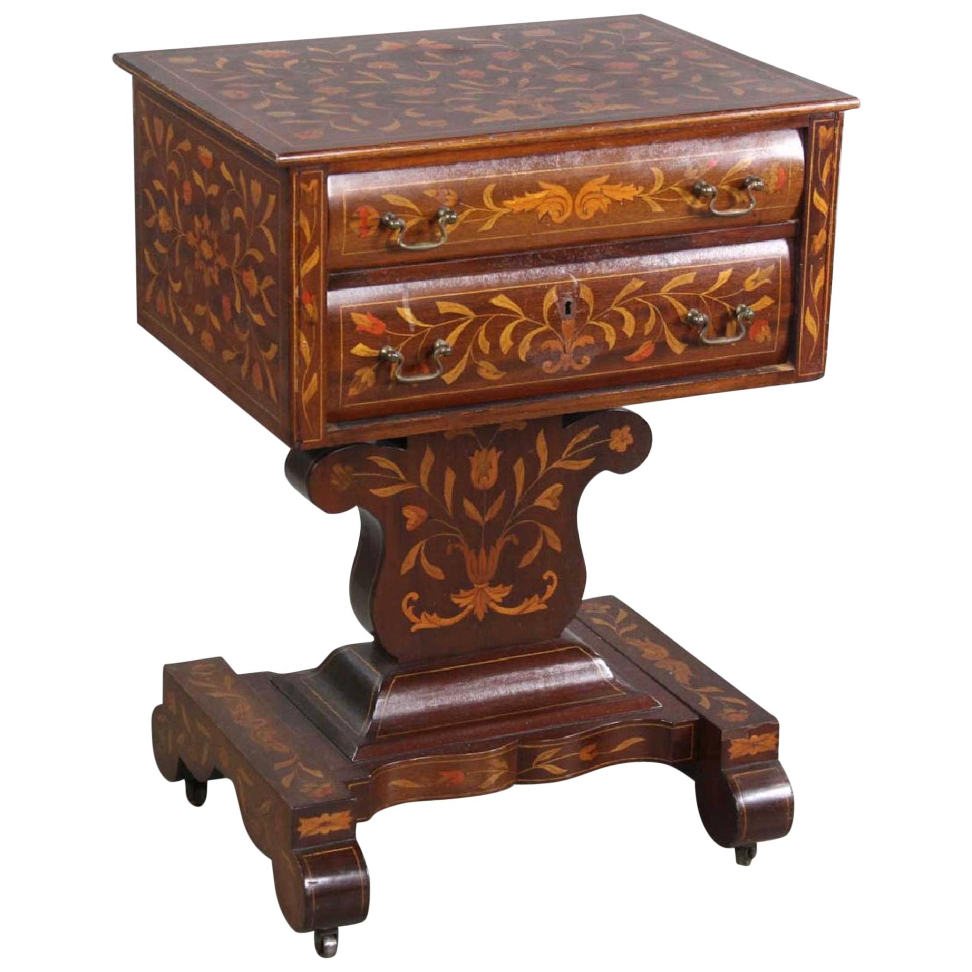 Dutch Empire Marquetry Stand in Mahogany and Fruitwood, circa 1840 For Sale