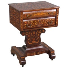 Antique Dutch Empire Marquetry Stand in Mahogany and Fruitwood, circa 1840