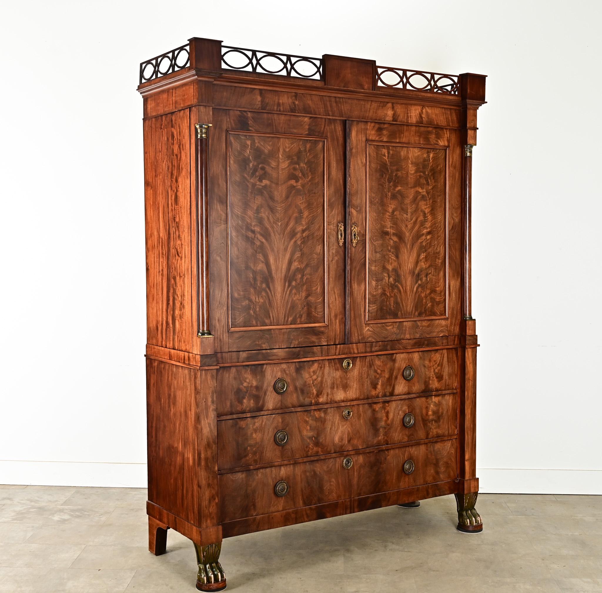 Dutch Empire Style Mahogany Linen Press 5