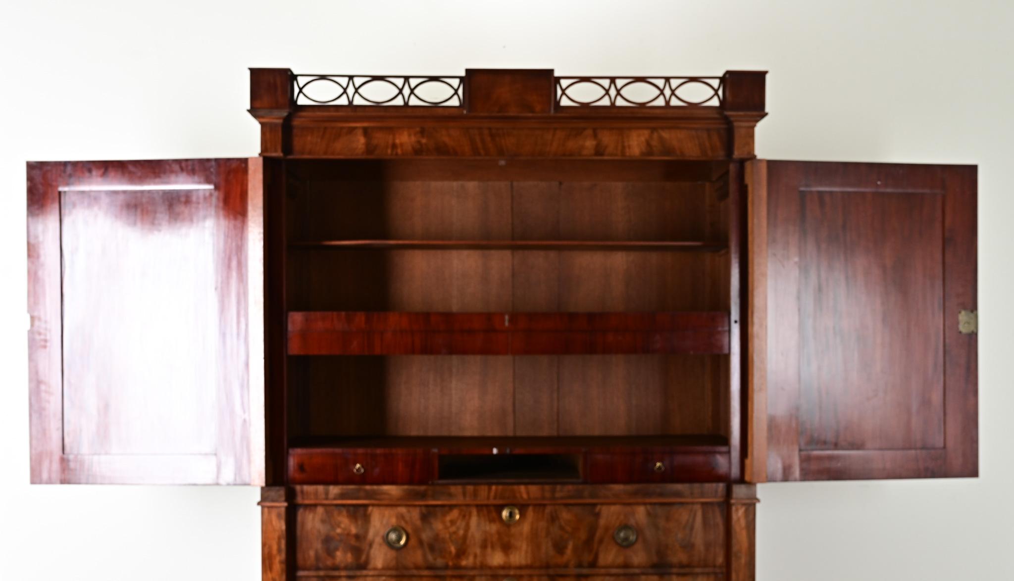 Dutch Empire Style Mahogany Linen Press 1