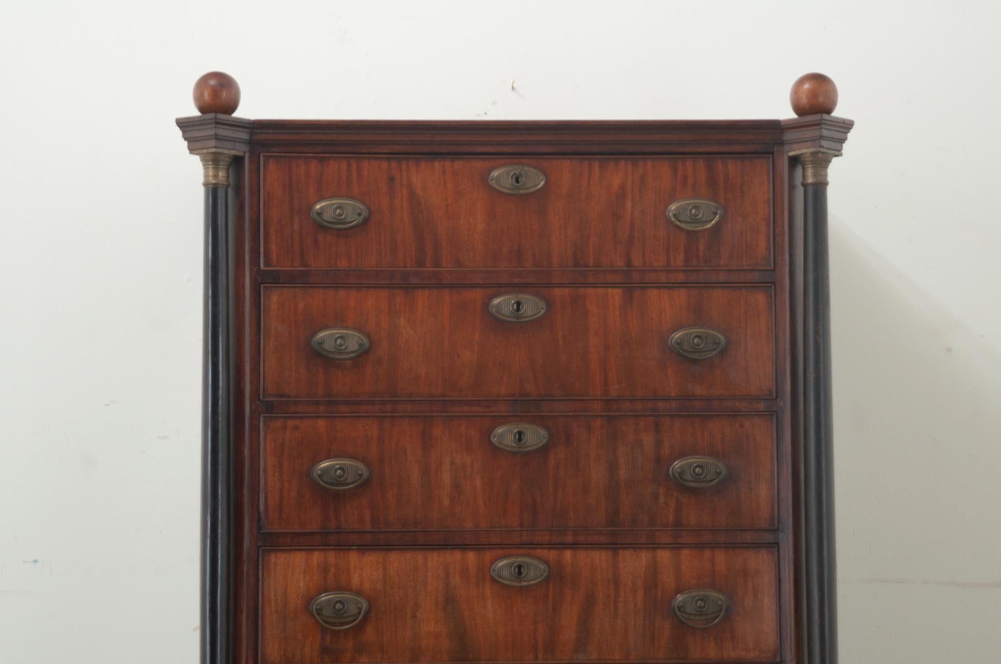19th Century Dutch Empire Style Tall Chest For Sale