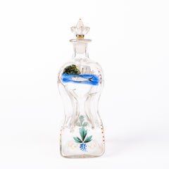 Dutch Enamel Painted Glass Bottle with Stopper 19th Century 
