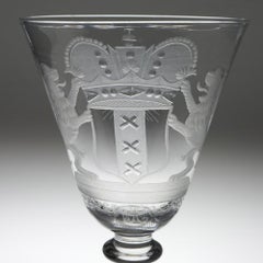 Dutch Engraved Armorial Light Baluster Goblet, c1755