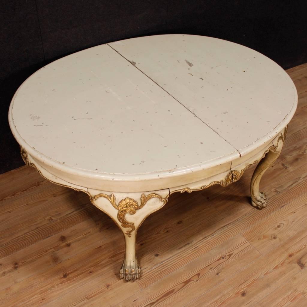 Dutch Extendable Dining Table in Lacquered and Giltwood from 20th Century 6