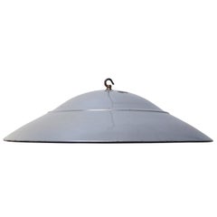 Dutch Extra Large Gray Enamel Vintage Industrial Pendant Lights by Philips