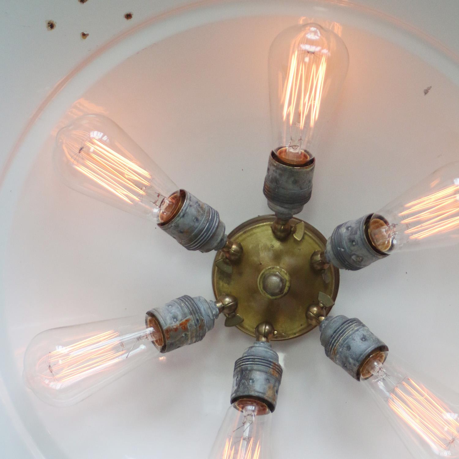 Dutch Extra Large Gray Enamel Vintage Industrial Pendant Lights by Philips For Sale 3