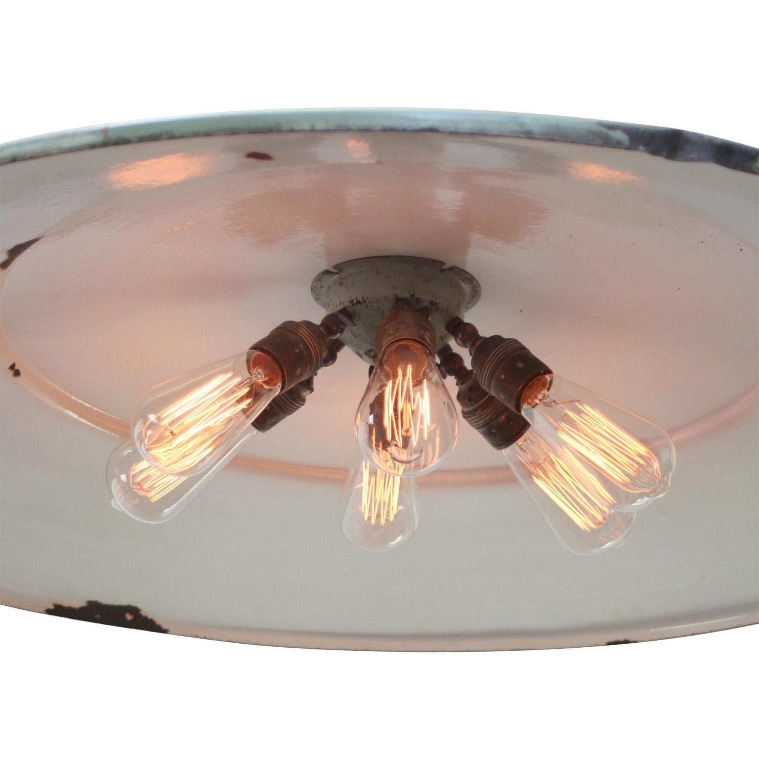 Dutch Extra Large Green Enamel Vintage Industrial Pendant Lights by Philips For Sale 5