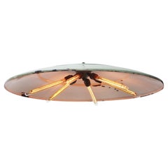 Dutch Extra Large Green Enamel Vintage Industrial Pendant Lights by Philips
