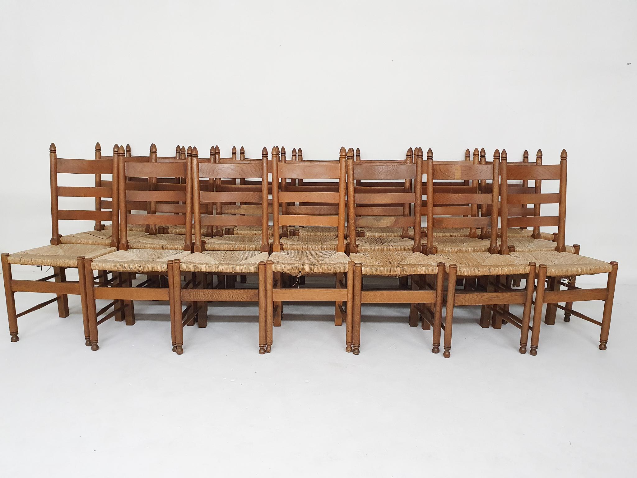 Rope Dutch Farmers Dining Chairs in Oak and Sisal, 1950's
