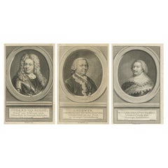 Dutch Field Marshals – Van Reede, Lodewyk & Van Nassau, 18th Century Engravings