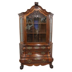 Dutch Figured Walnut Bombe-Front Bookcase, circa 1860