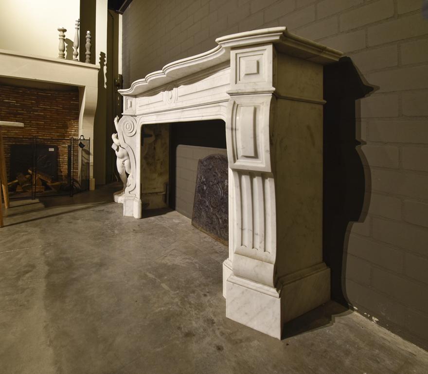 Carrara Marble Dutch fireplace mantel 19th century For Sale