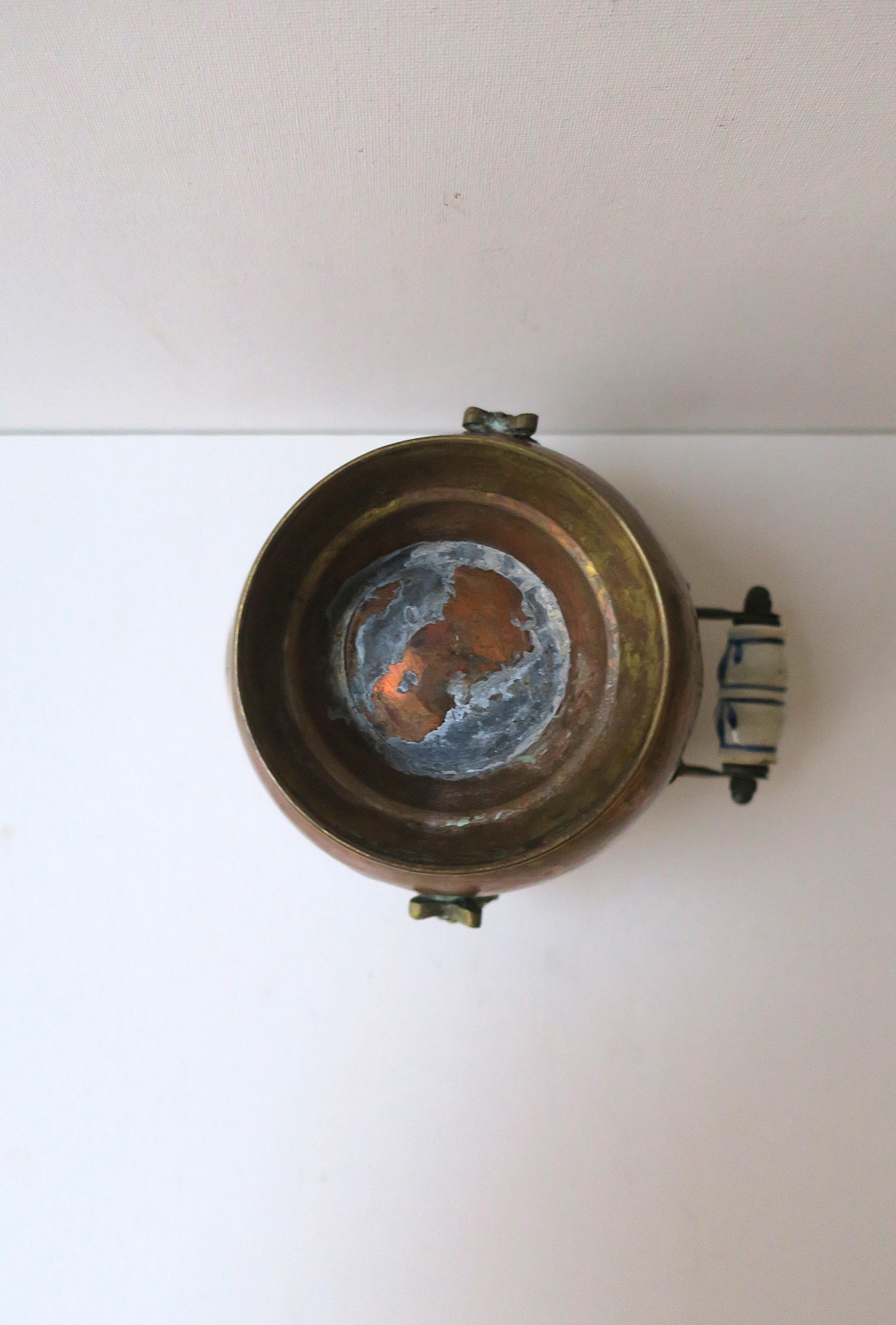 Dutch Fireplace Scuttle Bucket Delft Handle For Sale 5