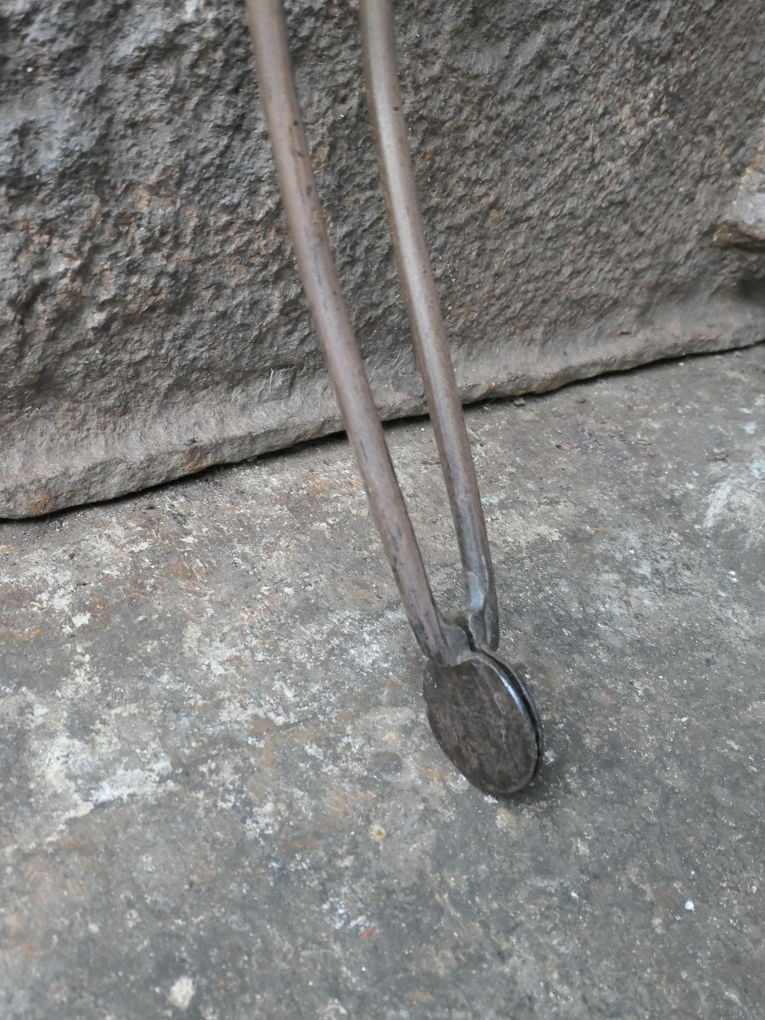 Forged Dutch Fireplace Tongs, 20th Century