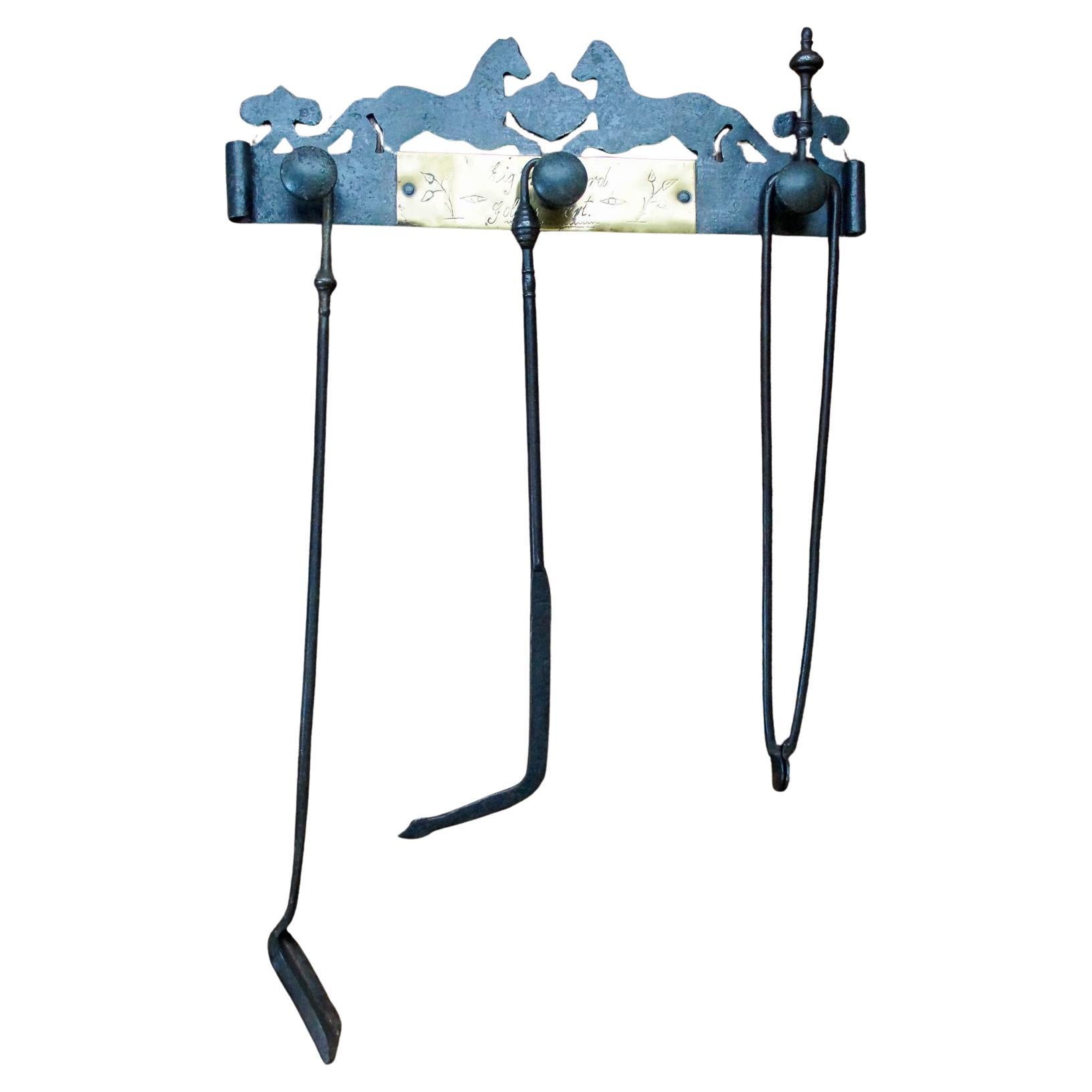 Ensemble d'outils de cheminée hollandais, outils de cheminée, début du 20e siècle, style victorien