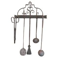 Antique Dutch Fireplace Tools or Fire Tools, Early 19th Century