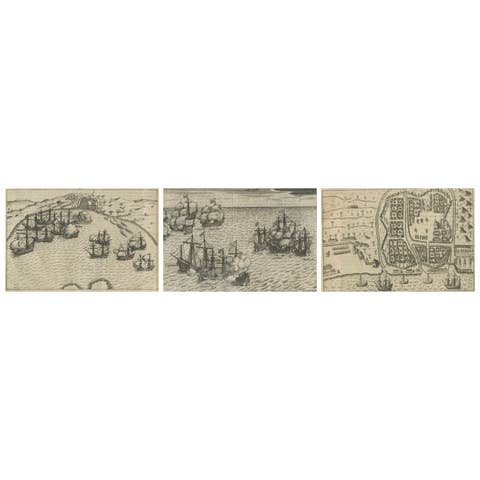 Dutch Fleet and Fortified Port City of Bantam, from History of Amsterdam, 1611