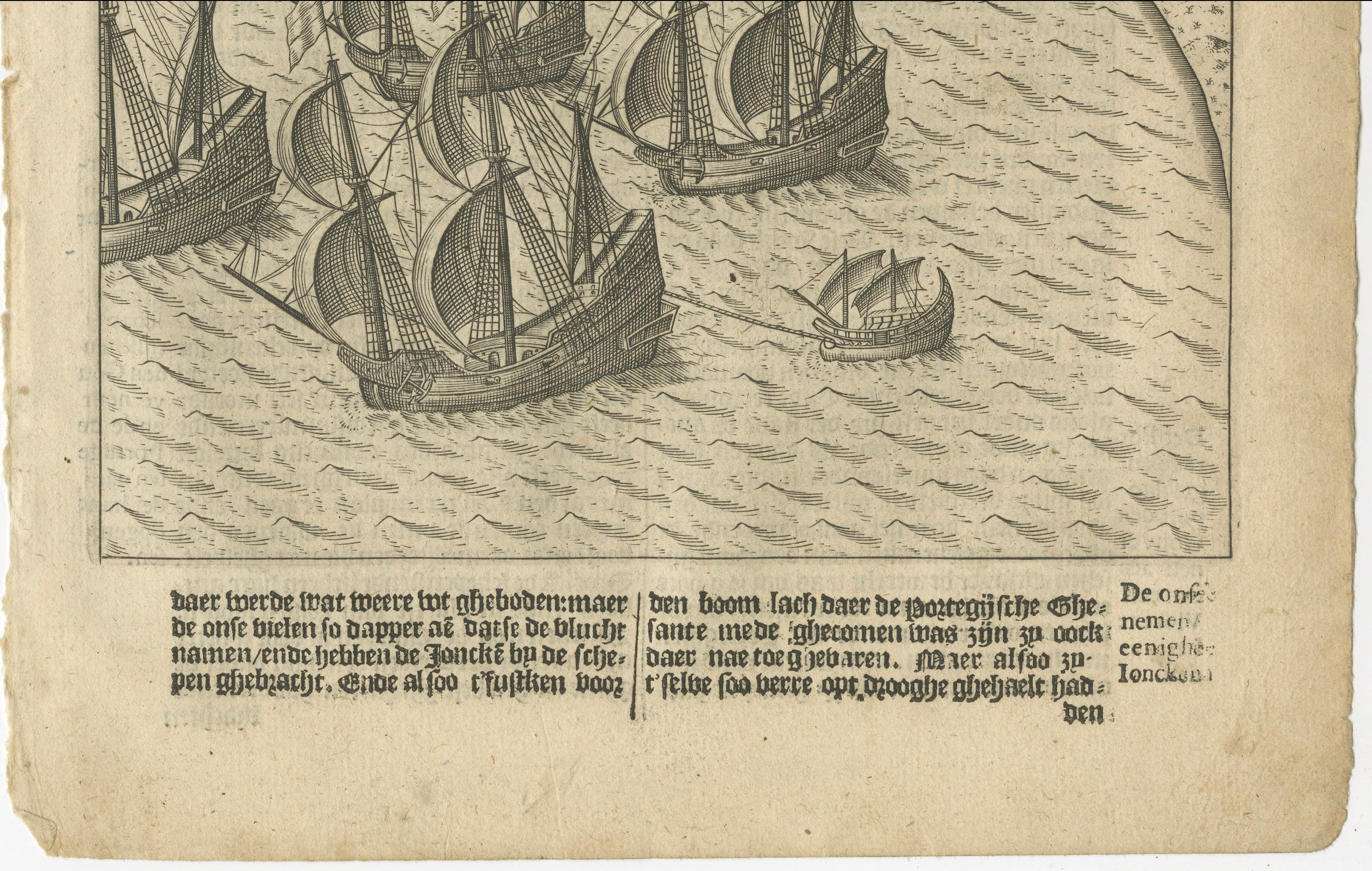 Paper Dutch Fleet off the Coast of Bantam, Java, from History of Amsterdam, 1611 For Sale