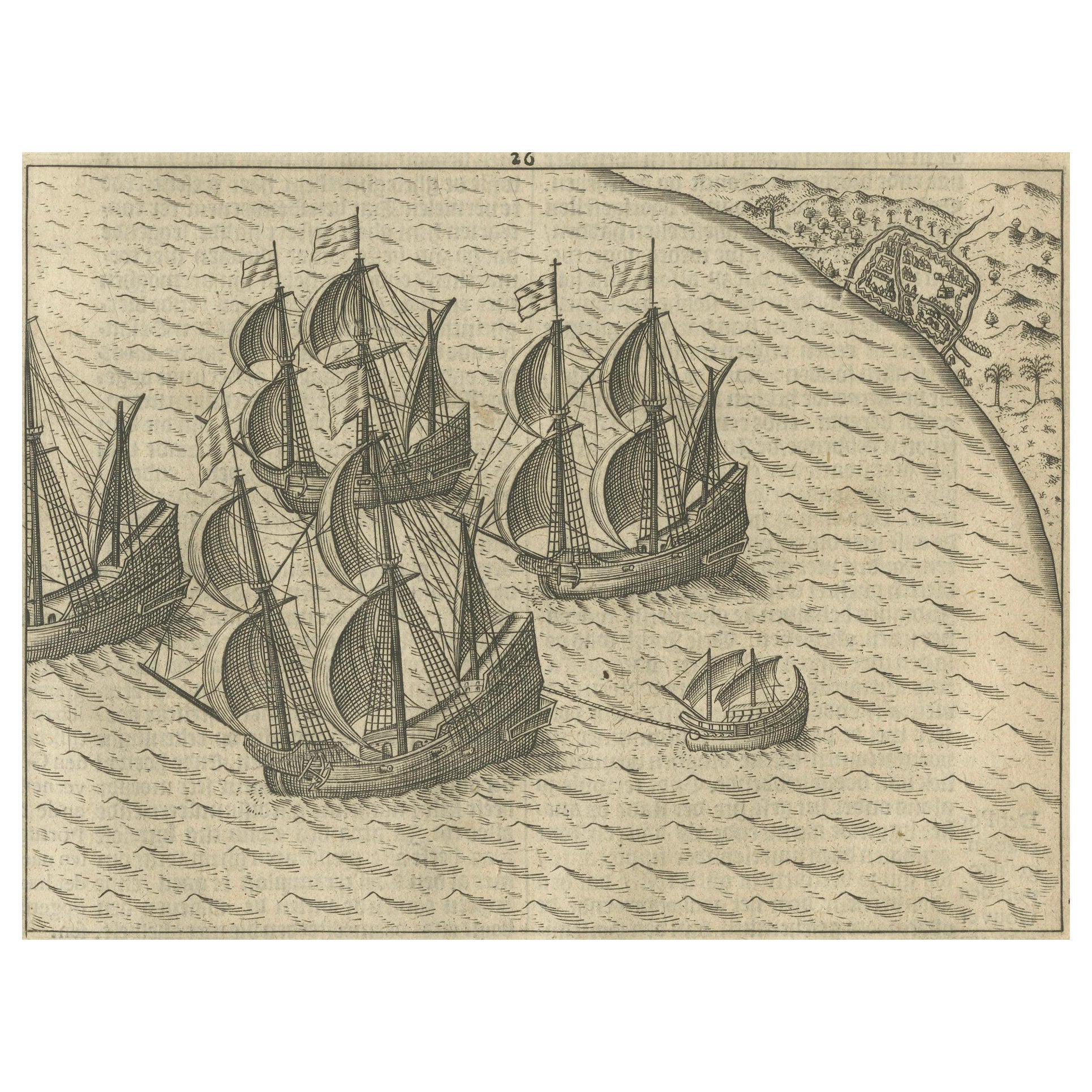 Dutch Fleet off the Coast of Bantam, Java, from History of Amsterdam, 1611