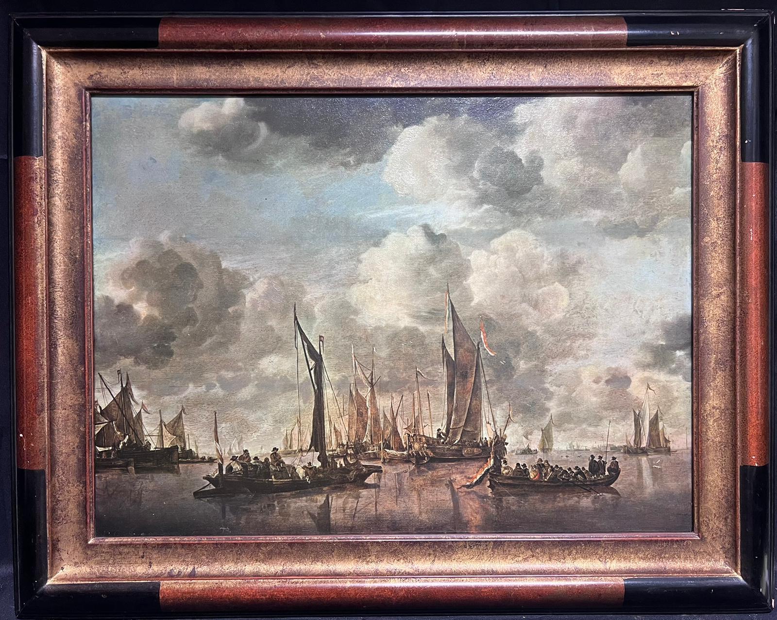 Landscape Print Dutch/ Flemish - Très grande pièce d'affirmation impressionnante sur la scène maritime