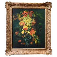 Dutch Floral Still Life Oil Painting Fruit Grapes Safan