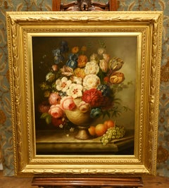 Dutch Floral Still Life Oil Painting Signed Art