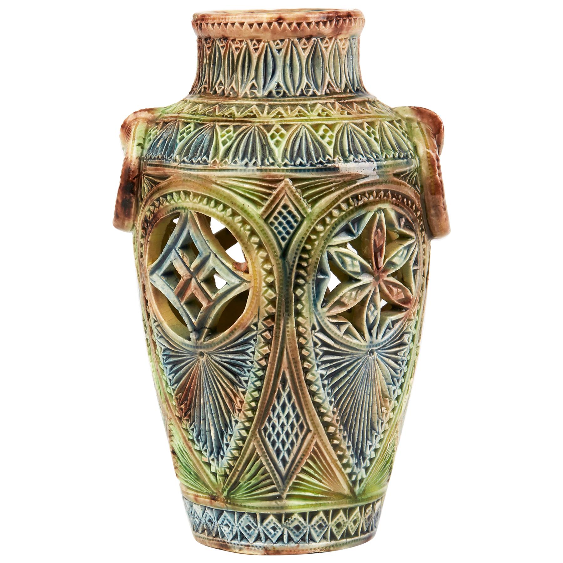 Dutch Frisian Art Pottery Twin Handled Vase, circa 1900