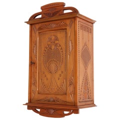 Armario de pared Art Nouveau holandés de madera de frutal, 1900