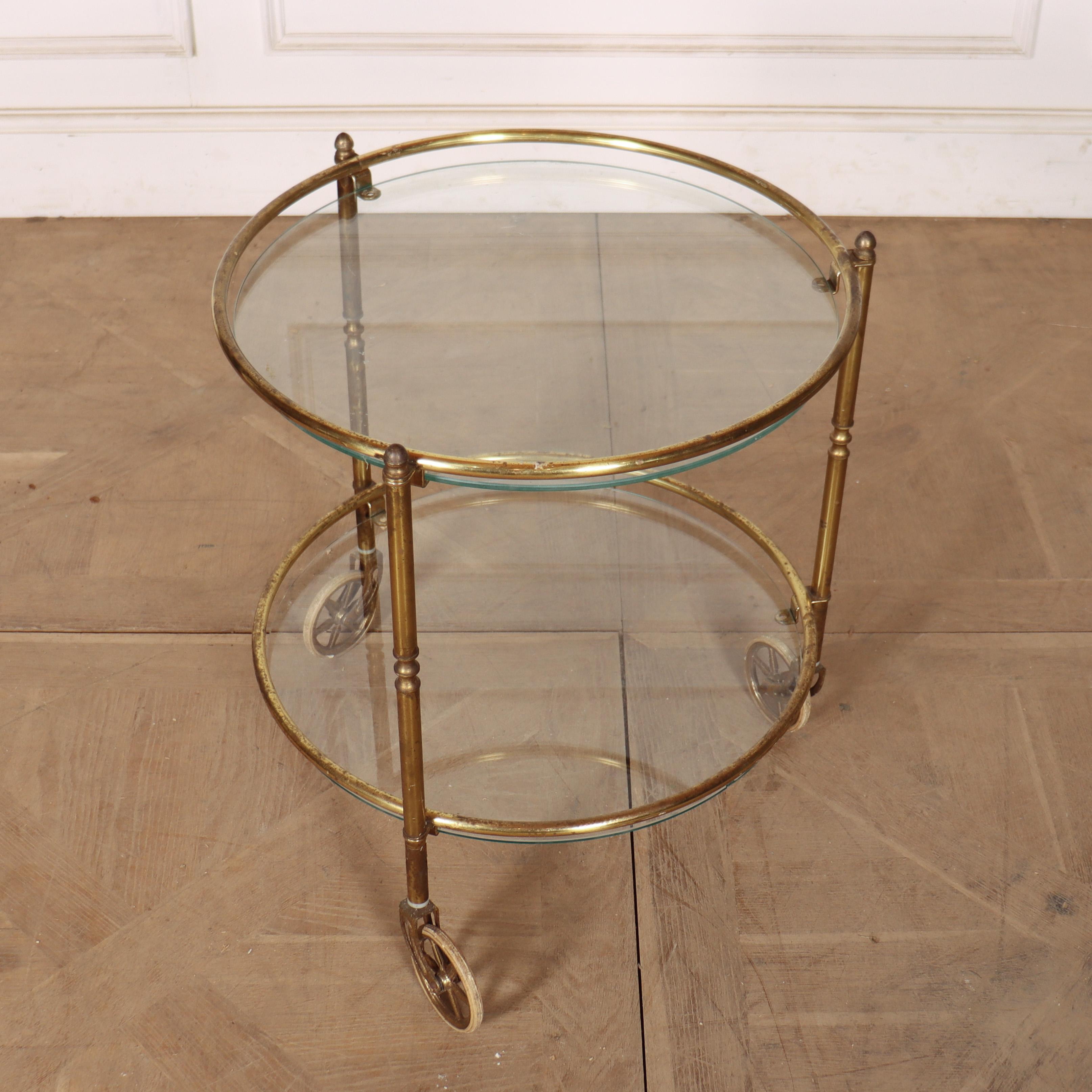 Brass Dutch Glass Lamp Table For Sale