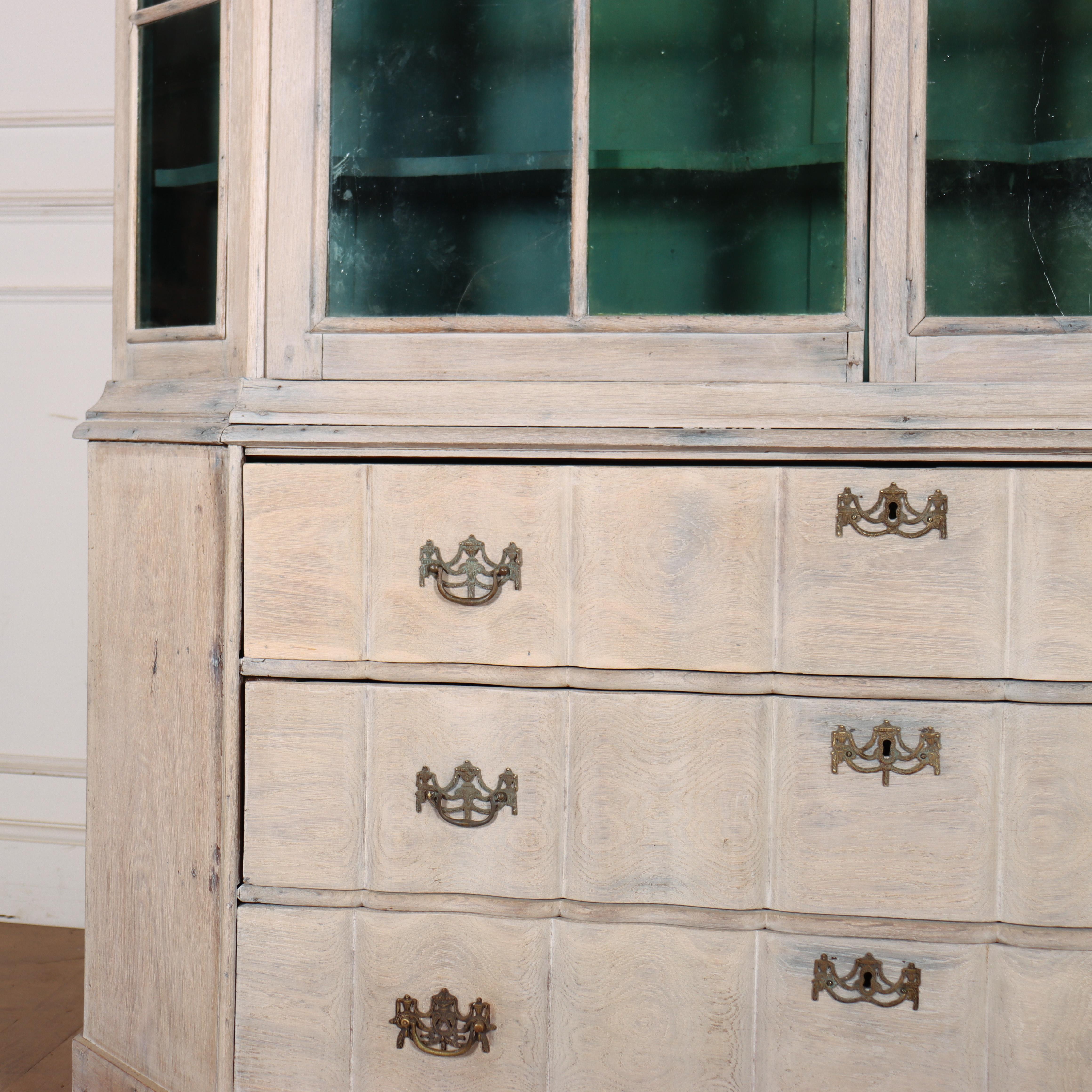 Oak Dutch Glazed Display Cabinet For Sale