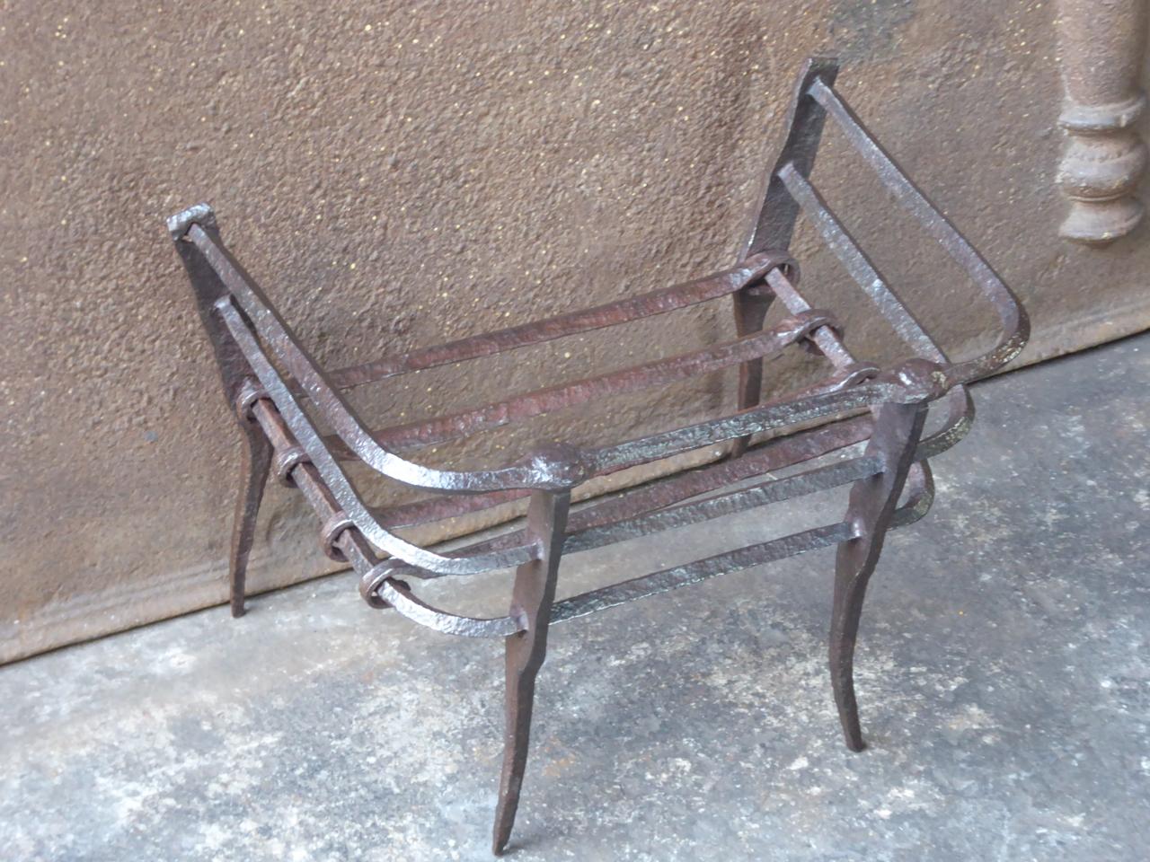 Forged Dutch Gothic Fireplace Grate or Fire Basket, 17th Century
