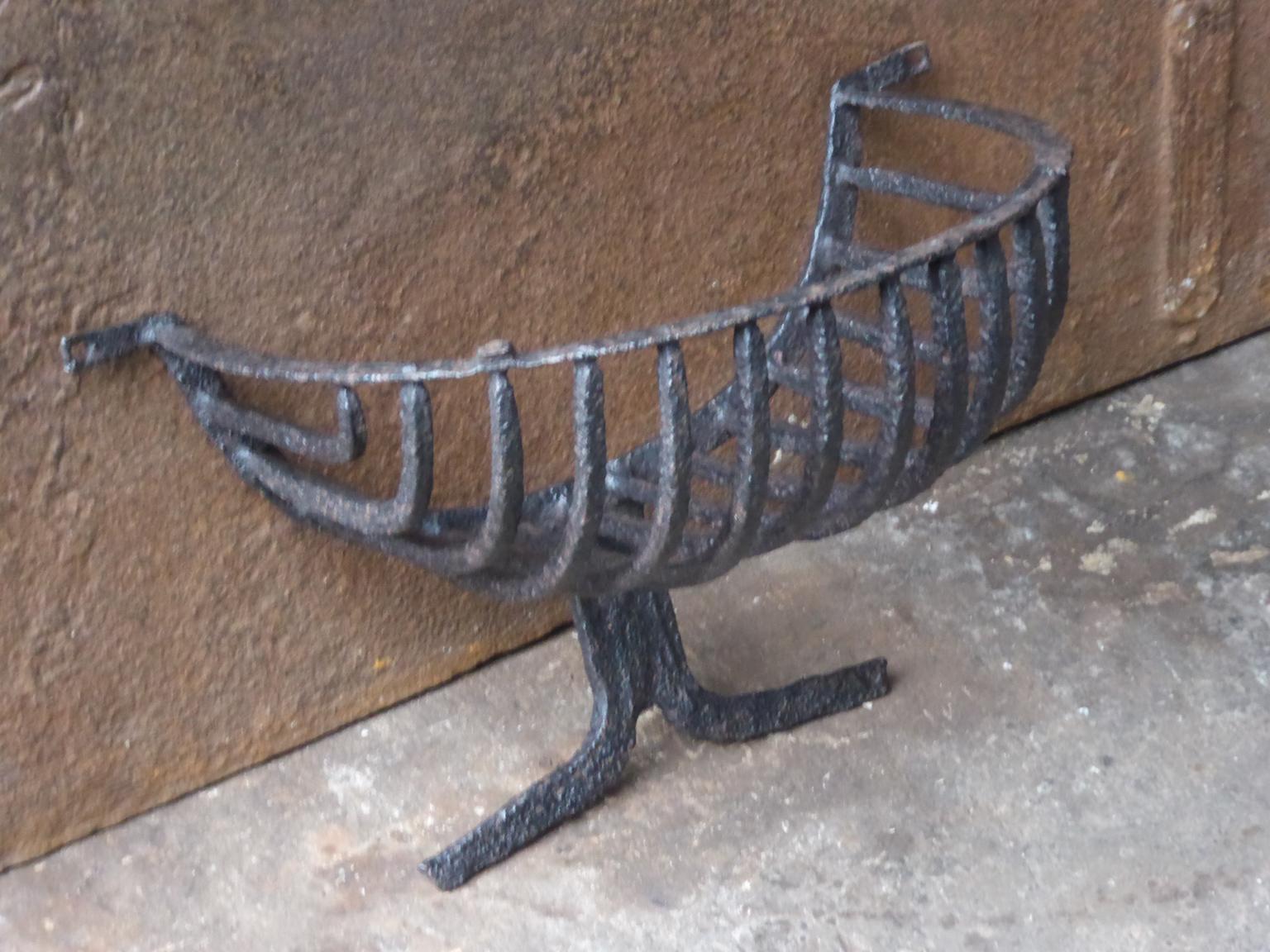 18th Century and Earlier Dutch Gothic Fireplace Grate or Fire Basket, 17th Century For Sale