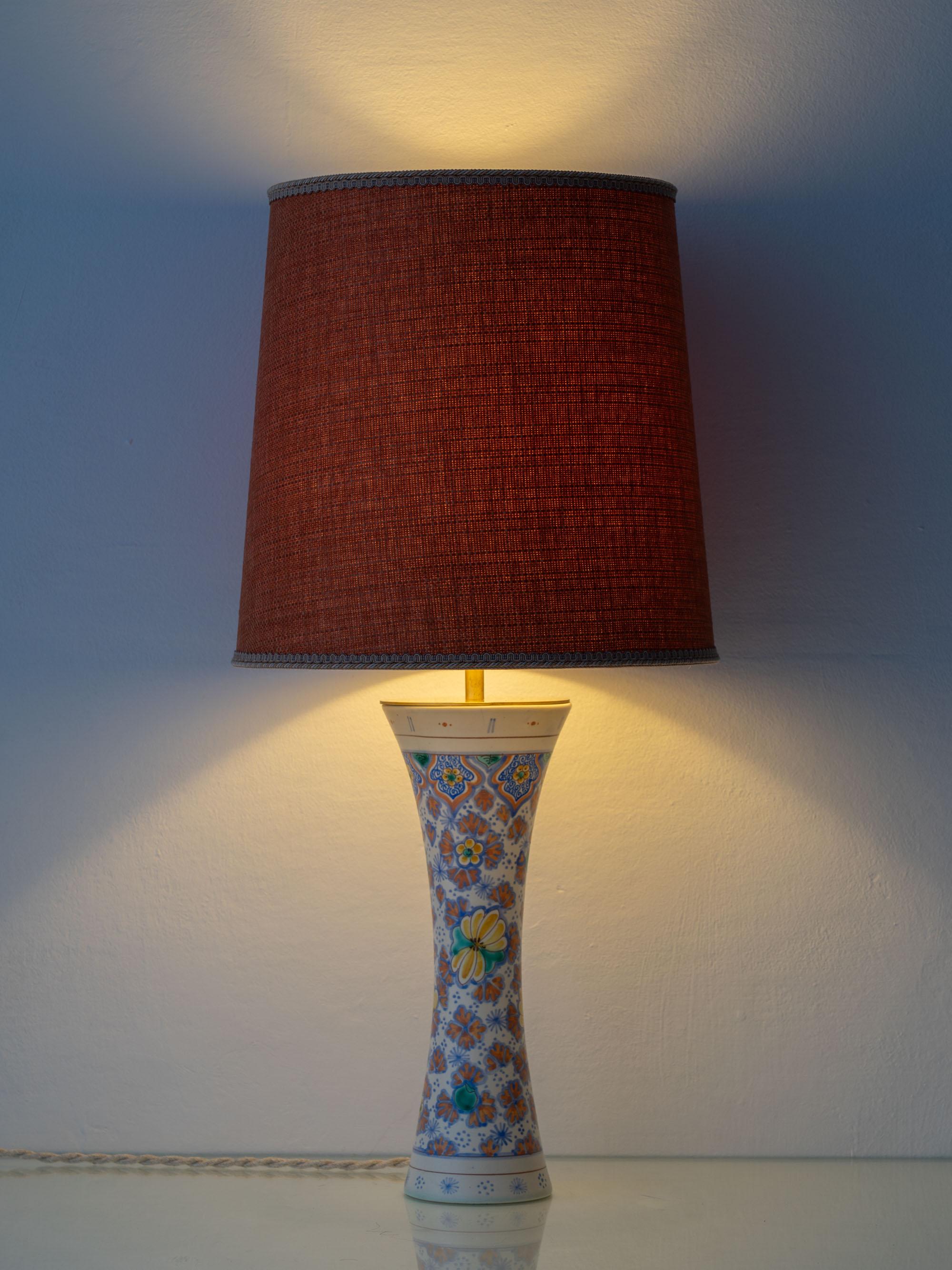 Pair of Colorful Art Nouveau Ceramic Table Lamps, 1918, New Lampshades For Sale 10