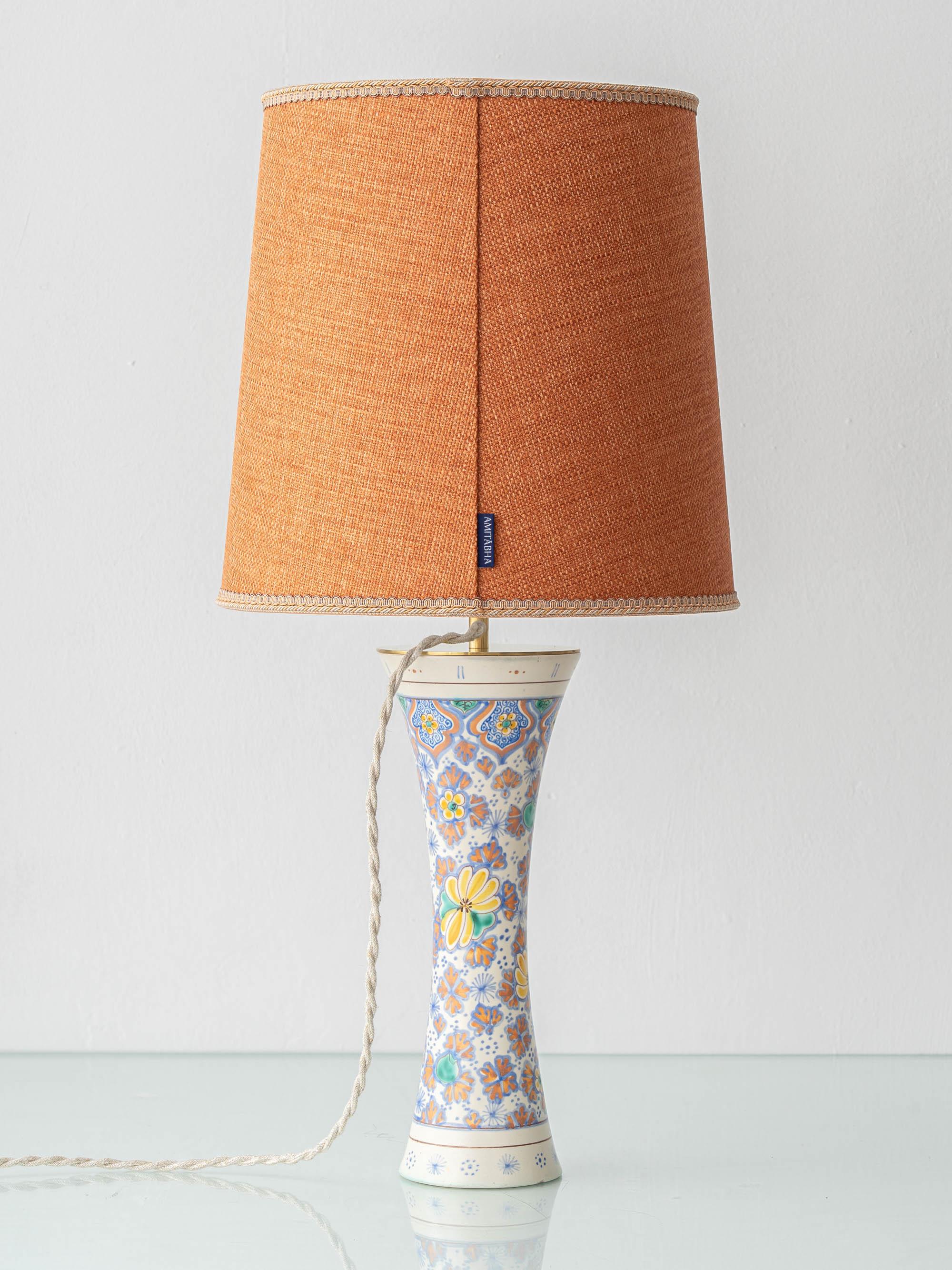 Pair of Colorful Art Nouveau Ceramic Table Lamps, 1918, New Lampshades For Sale 1