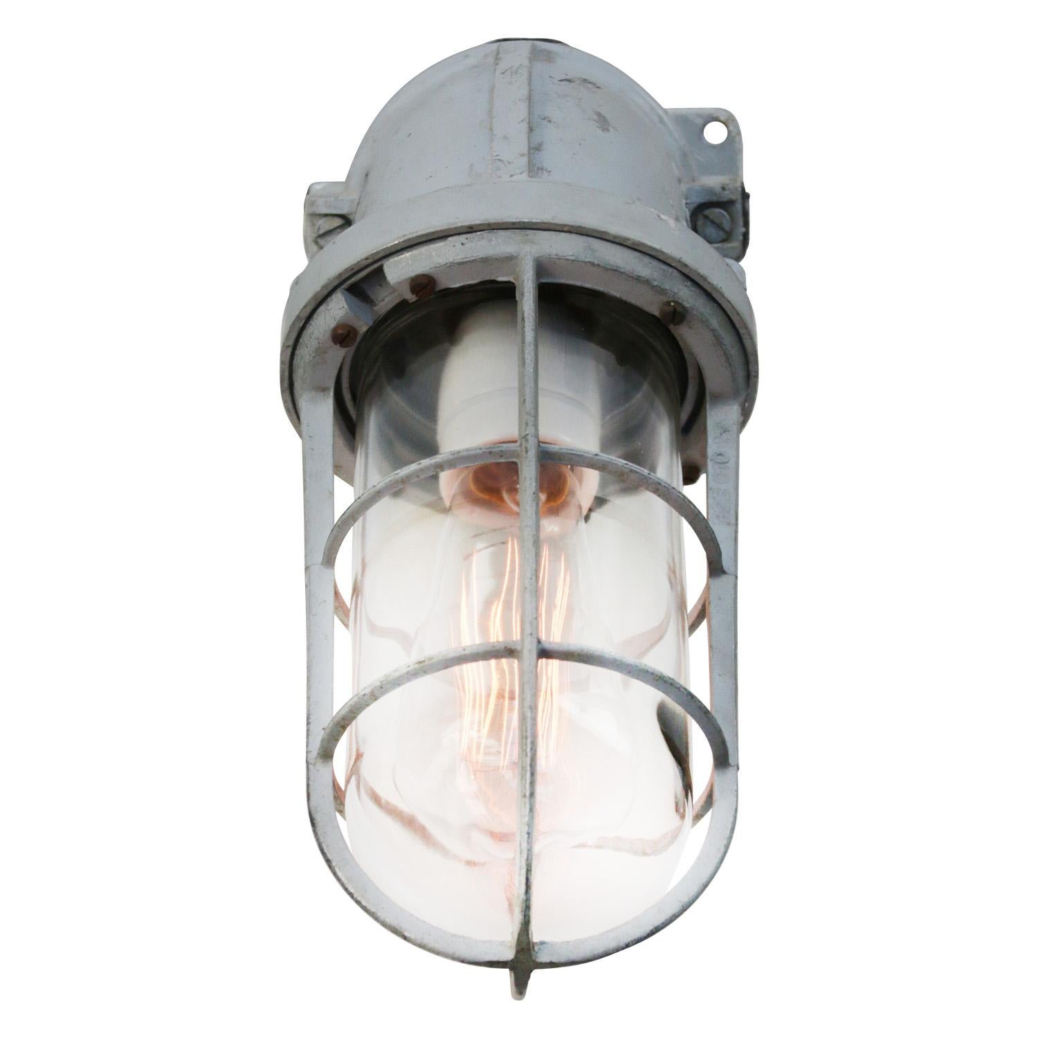 Cast Dutch Gray 45º Vintage Industrial Clear Glass Wall Lamp Scone