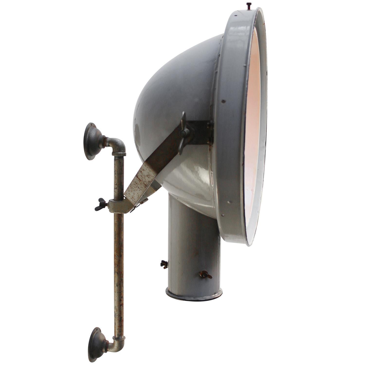 Industrial Dutch Gray Enamel and Cast Iron Wall Light by Philips, Holland For Sale