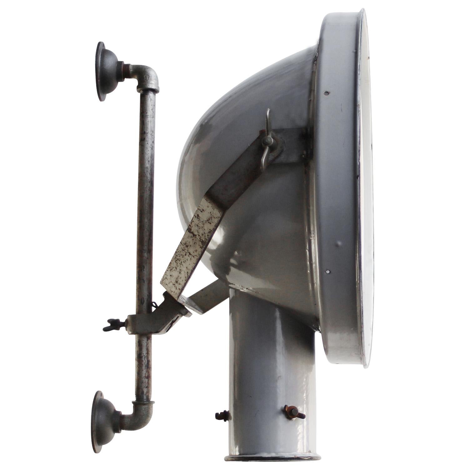 20th Century Dutch Gray Enamel and Cast Iron Wall Light by Philips, Holland For Sale