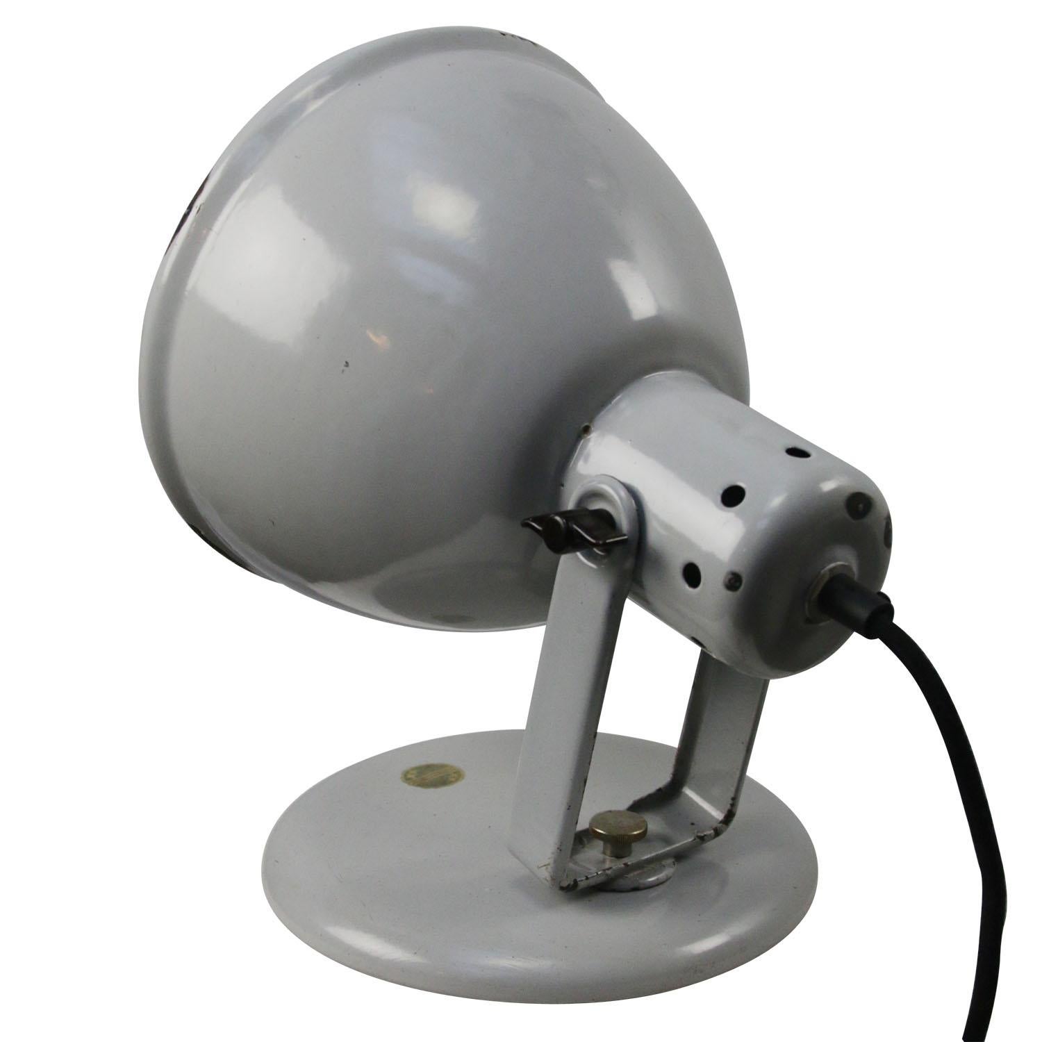 Dutch Gray Enamel Vintage Desk Table Lamps by Philips In Good Condition For Sale In Amsterdam, NL