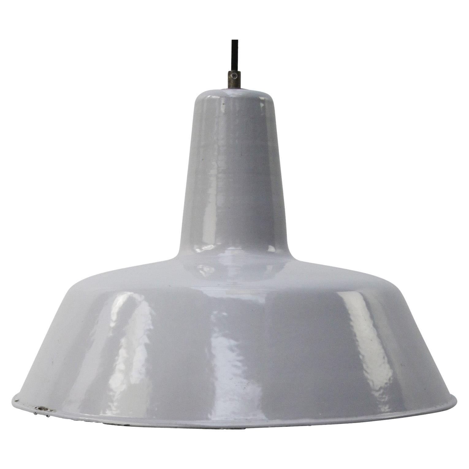 Lampe à suspension industrielle néerlandaise vintage en émail gris d'usine par Philips