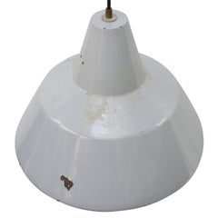 Dutch Gray Enamel Vintage Industrial Factory Pendant Lights by Philips
