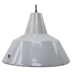 Dutch Gray Enamel Vintage Industrial Factory Pendant Lights by Philips