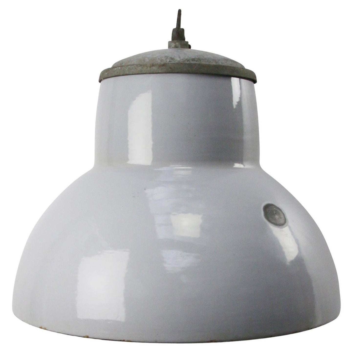 Lampade a sospensione industriali vintage con smalto grigio olandese di Philips