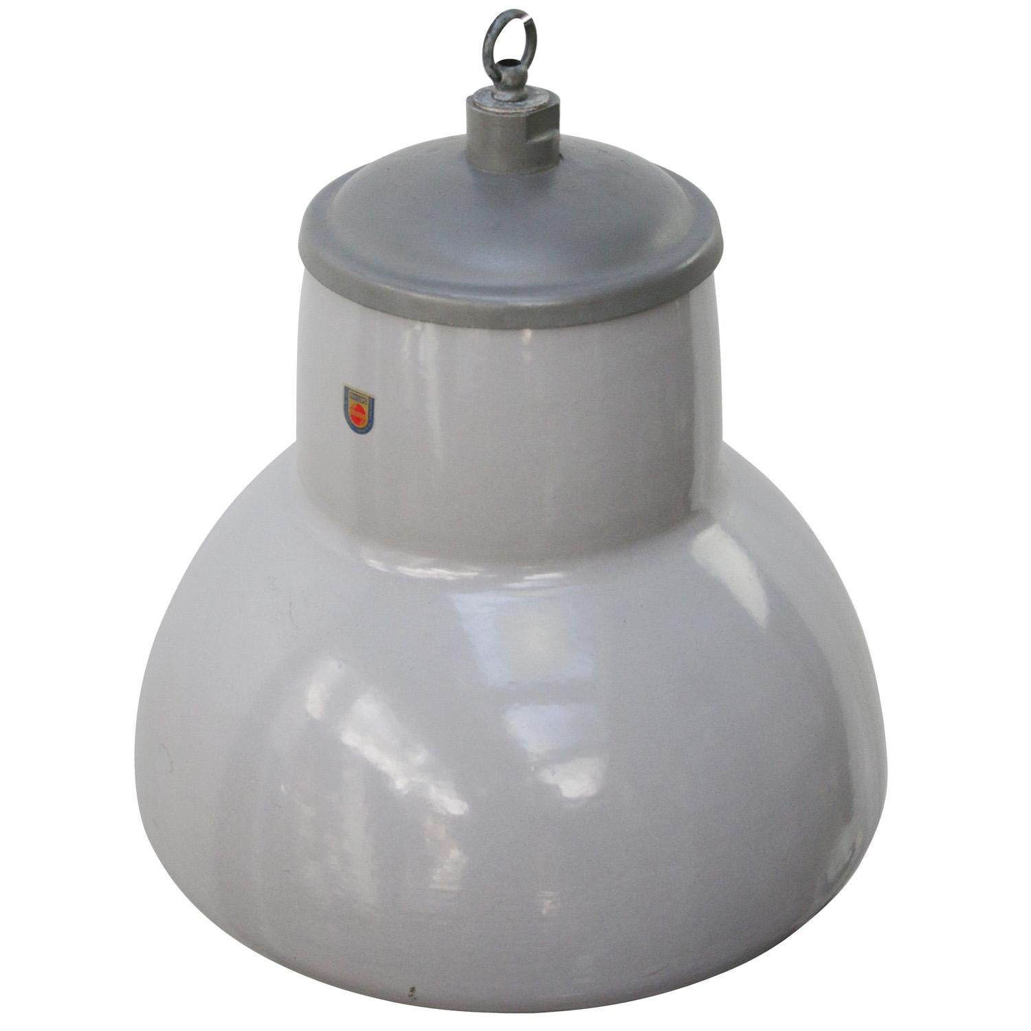 20th Century Dutch Gray Enamel Vintage Industrial Pendant Light by Philips For Sale
