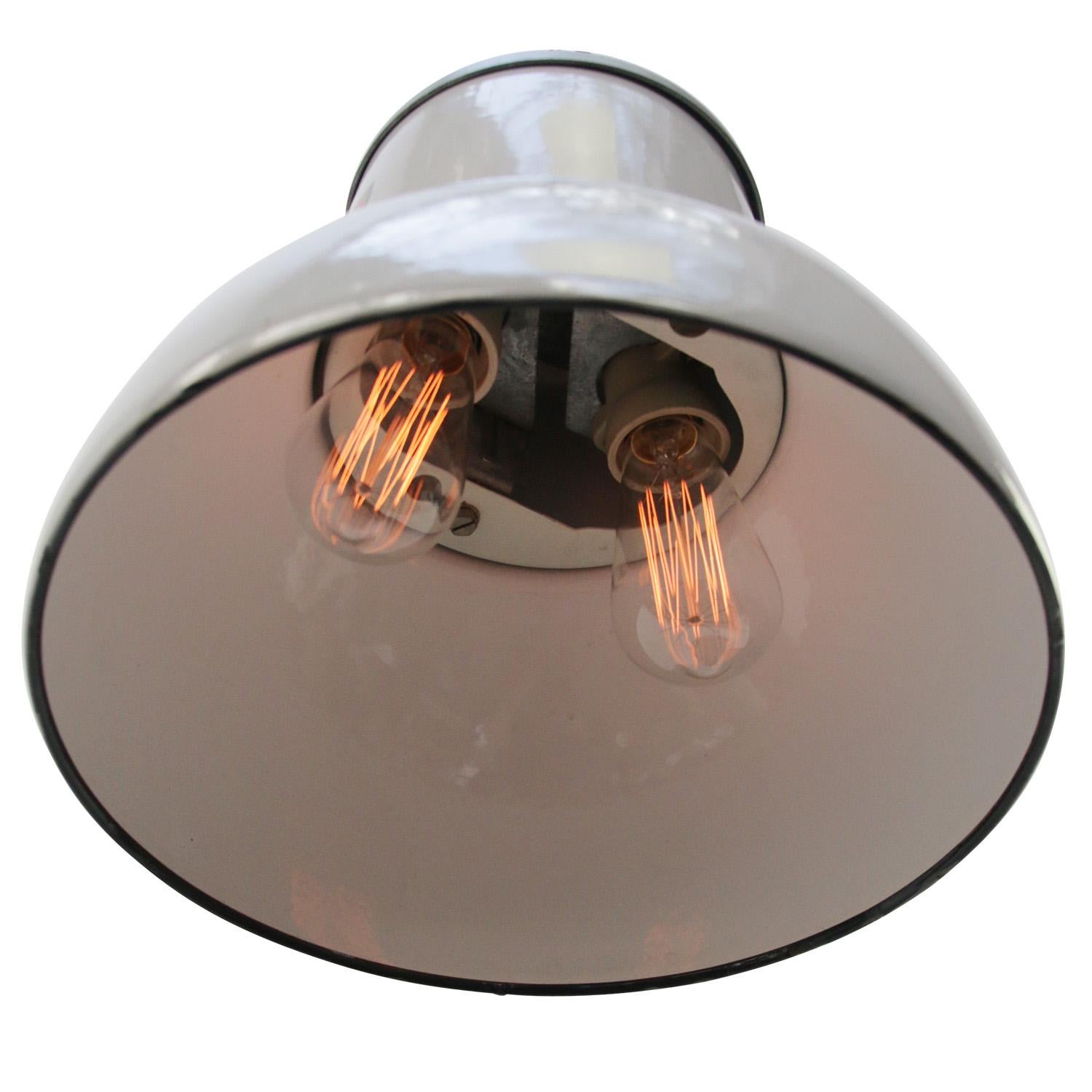 Dutch Gray Enamel Vintage Industrial Pendant Light by Philips For Sale 1