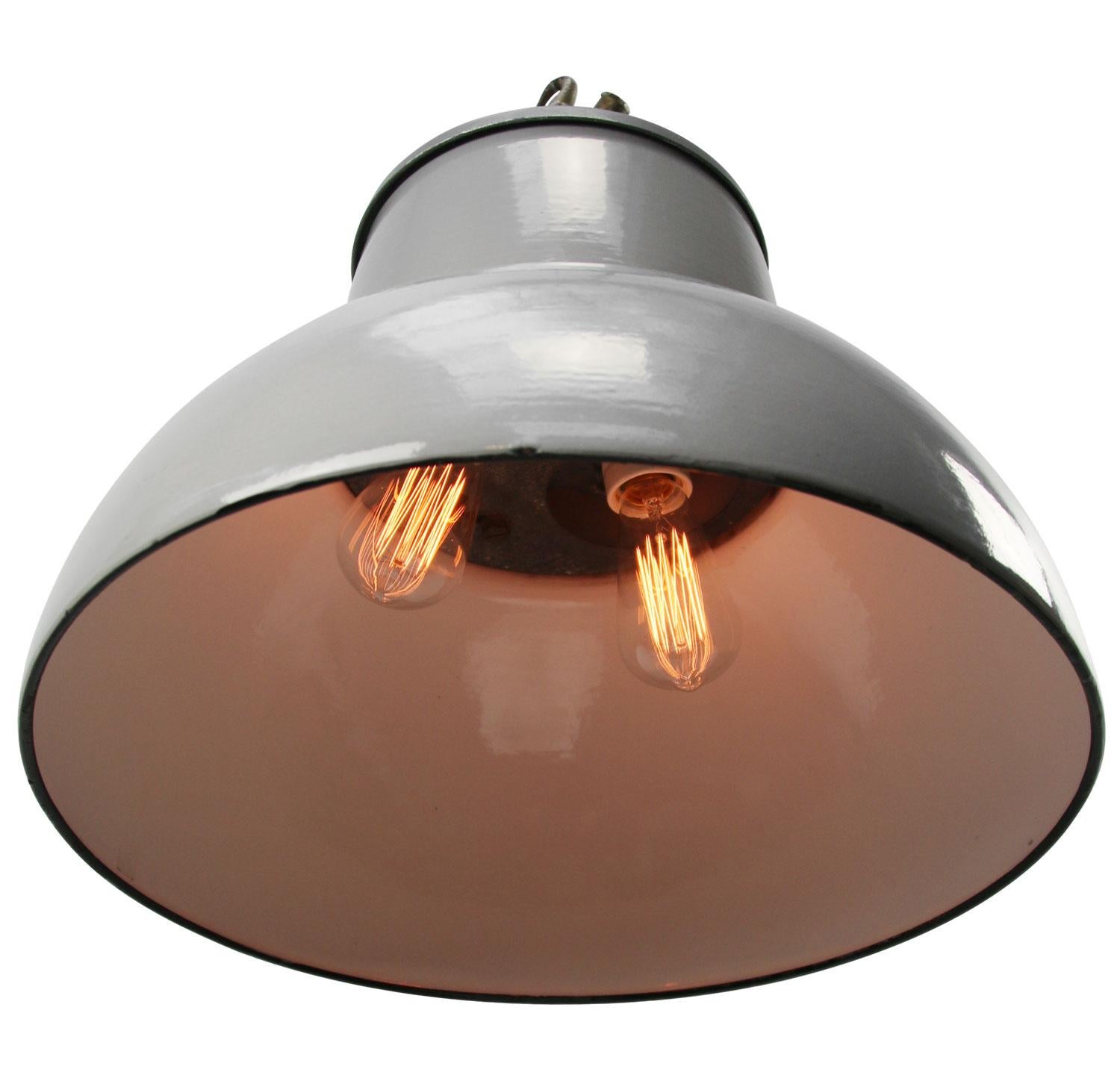Dutch Gray Enamel Vintage Industrial Pendant Lights by Philips In Good Condition In Amsterdam, NL