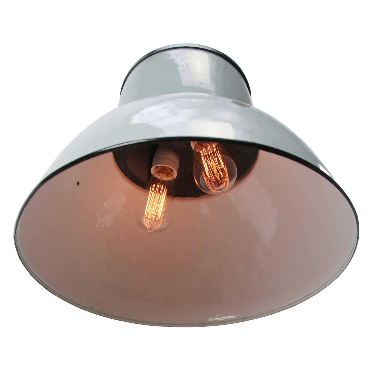 Dutch Gray Enamel Vintage Industrial Pendant Lighs by Philips In Good Condition In Amsterdam, NL