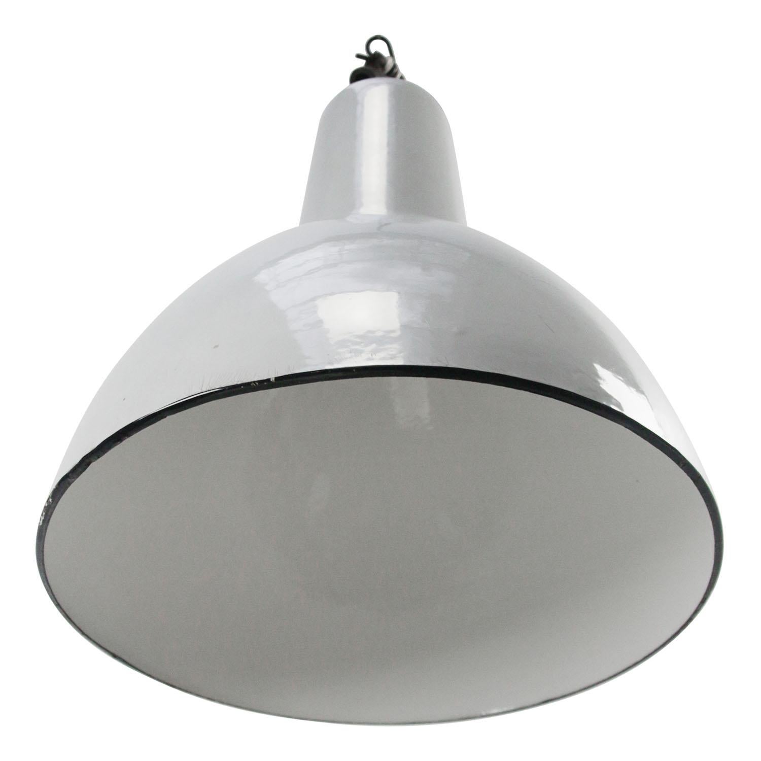 Dutch Gray Enamel Vintage Industrial Pendant Lights by Philips In Good Condition In Amsterdam, NL