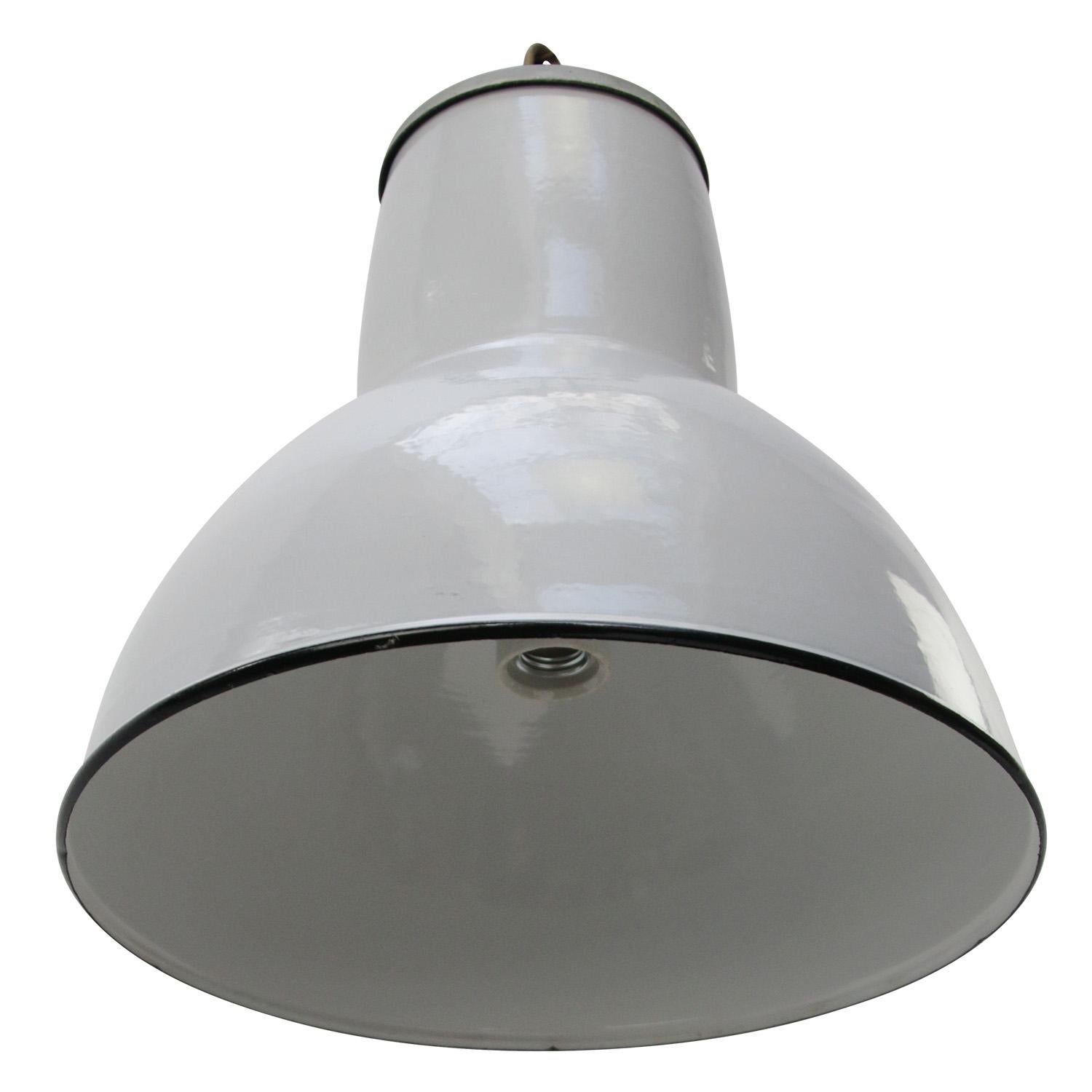 Dutch Grey Enamel Vintage Industrial Pendant Lights by Philips In Good Condition For Sale In Amsterdam, NL