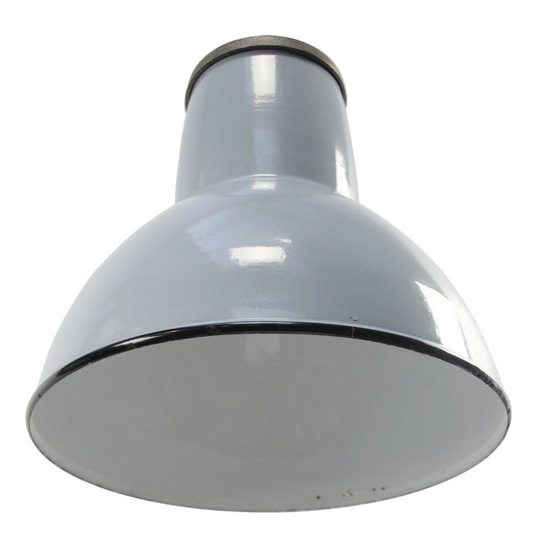 20th Century Dutch Gray Enamel Vintage Industrial Pendant Lights by Philips For Sale